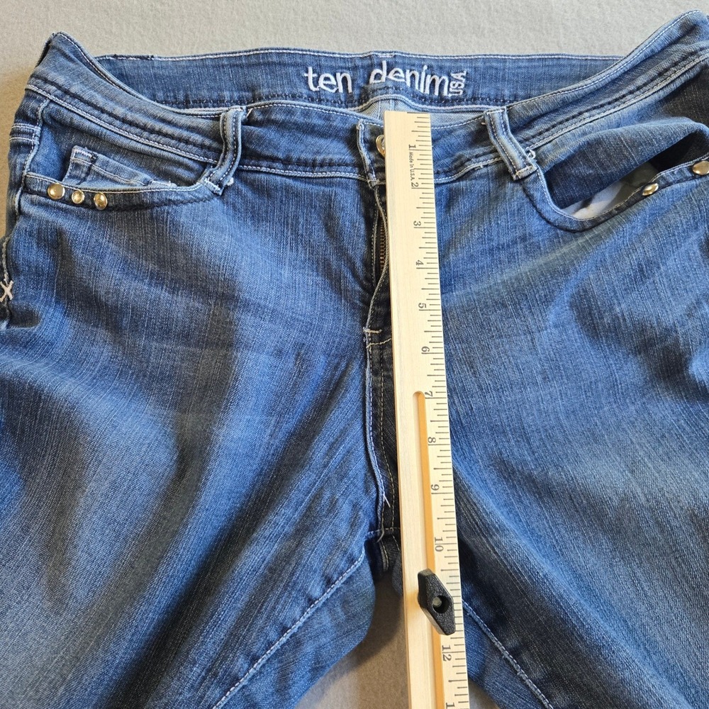 Ten Denim USA Bootcut Jeans Womens 10 Blue Angel Wing Embellished Studded Y2K - Picture 8 of 9
